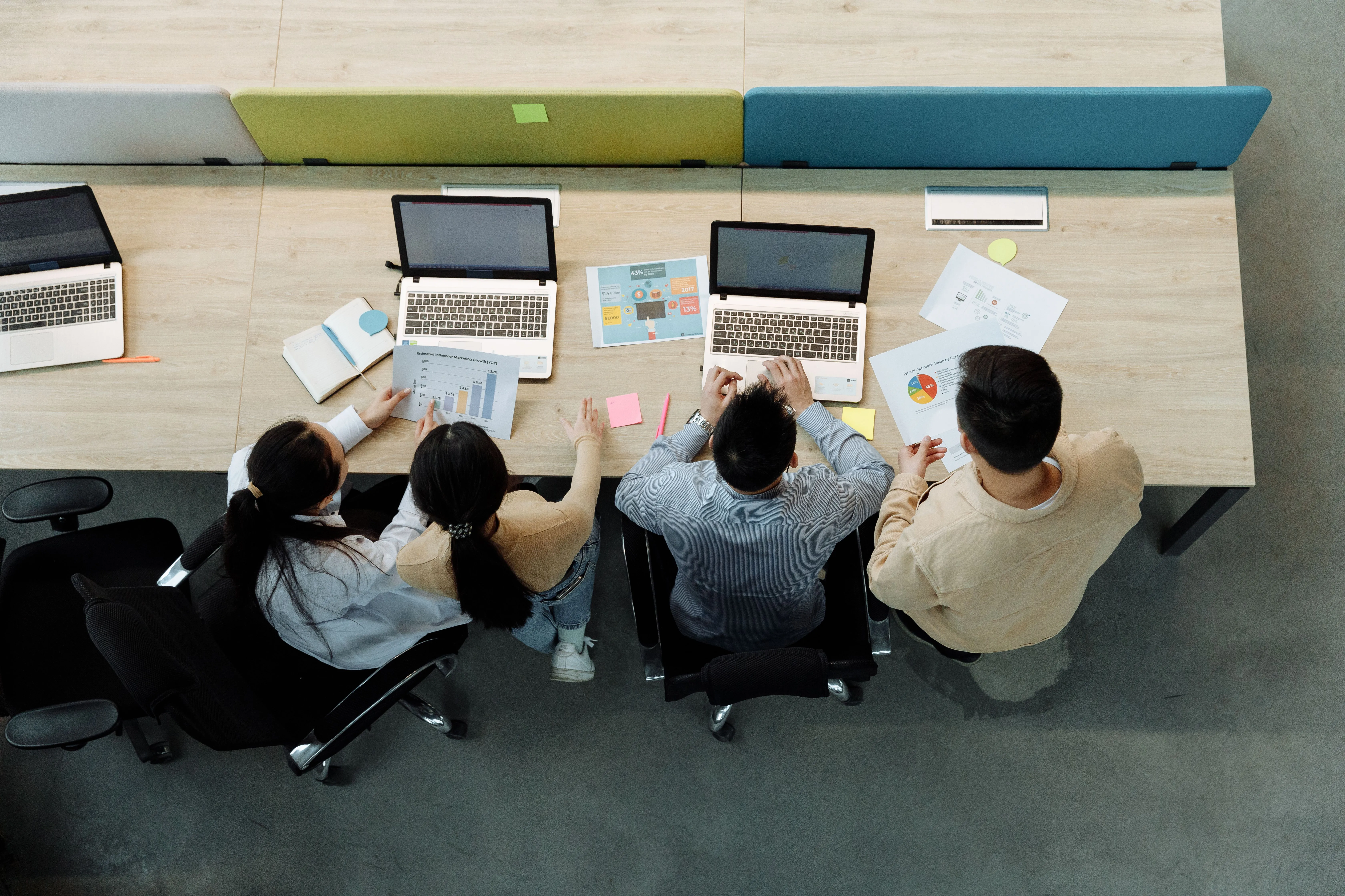 A distributed team reviewing project analytics together